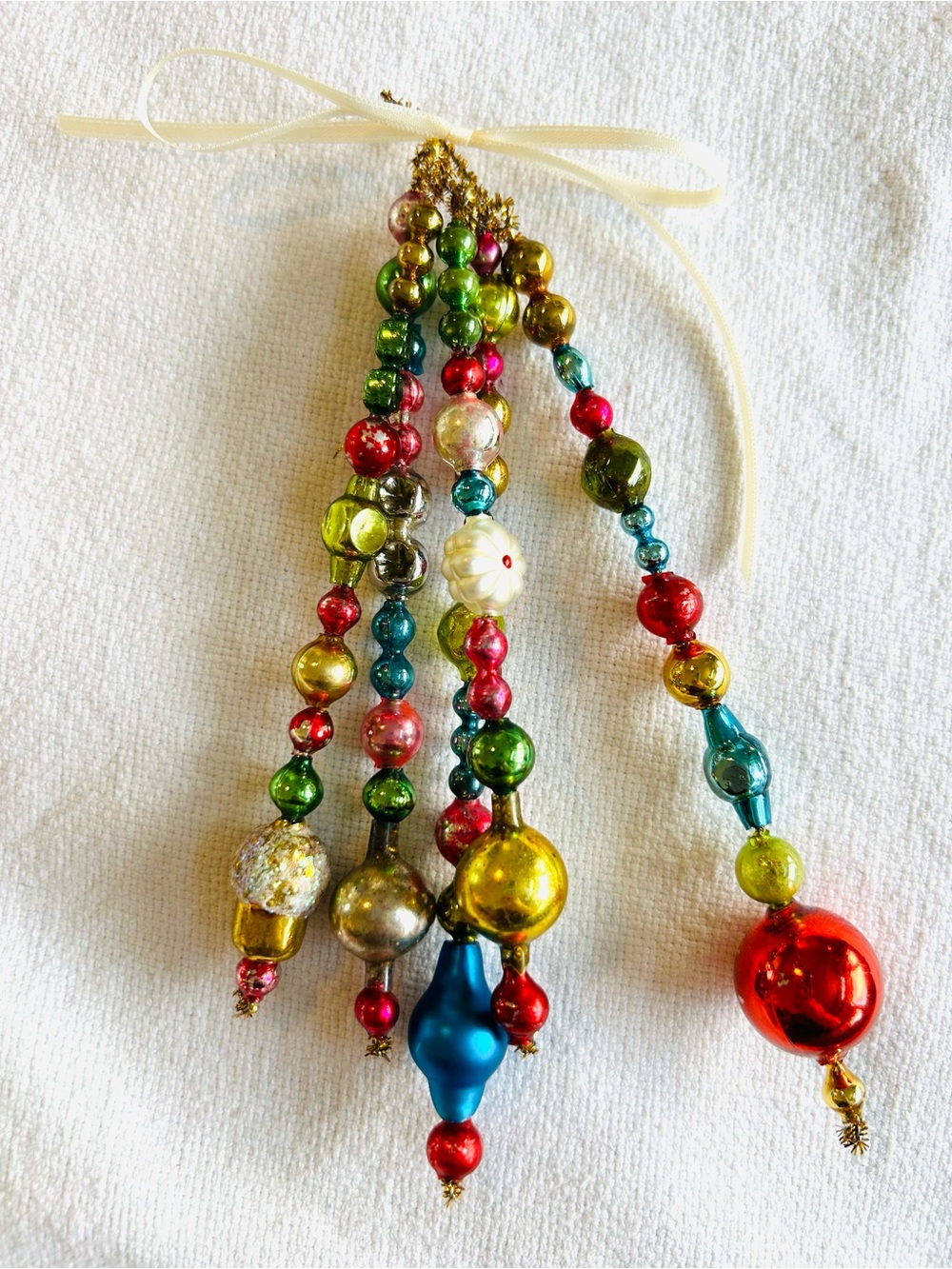 Vintage repurposed mercury glass  bead, icicle holiday Christmas ornaments
